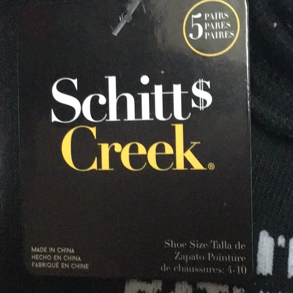 Schitts Creek Bundle of 5‎ Black & White Socks NWT